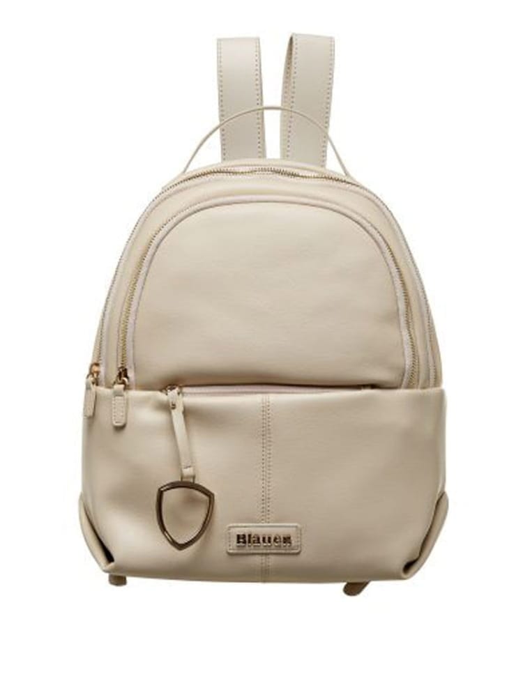 Blauer zaino vold01 in ecopelle bianca con logo e charm