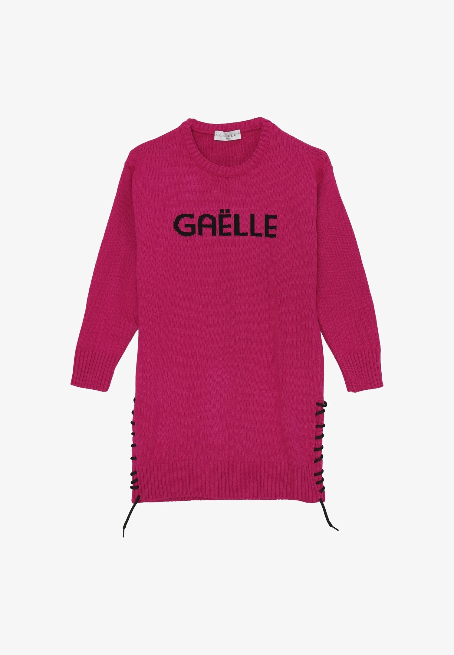 Gaelle Paris Vestito Fuxia Bambina In Lana Girocollo Elegante AI25
