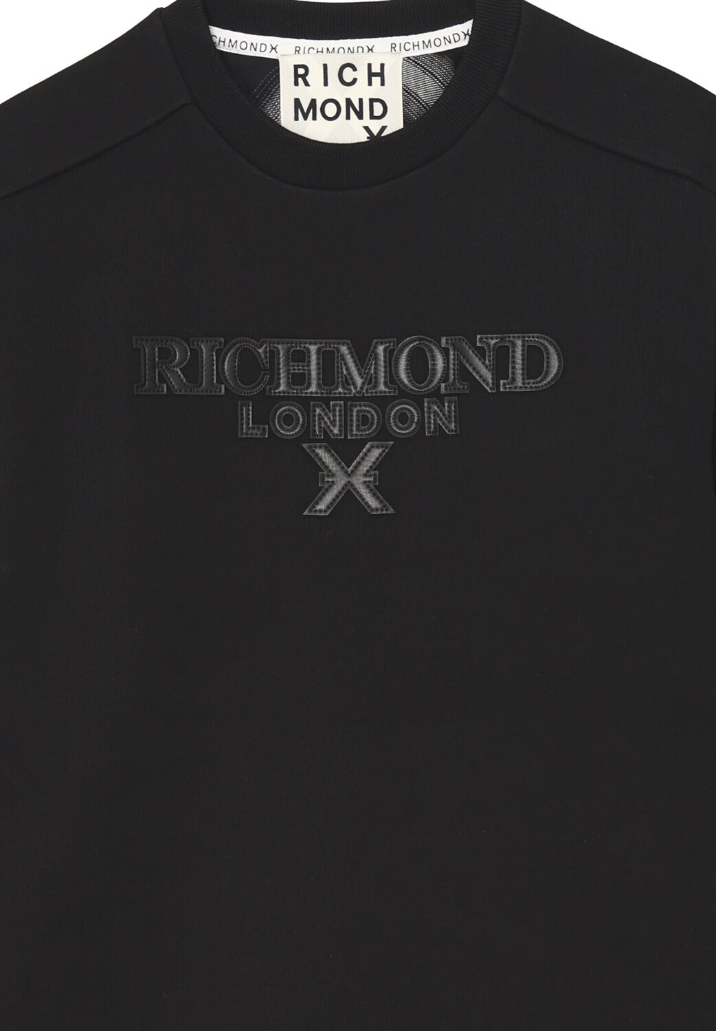 John Richmond felpa uomo girocollo nera cotone logo minimal