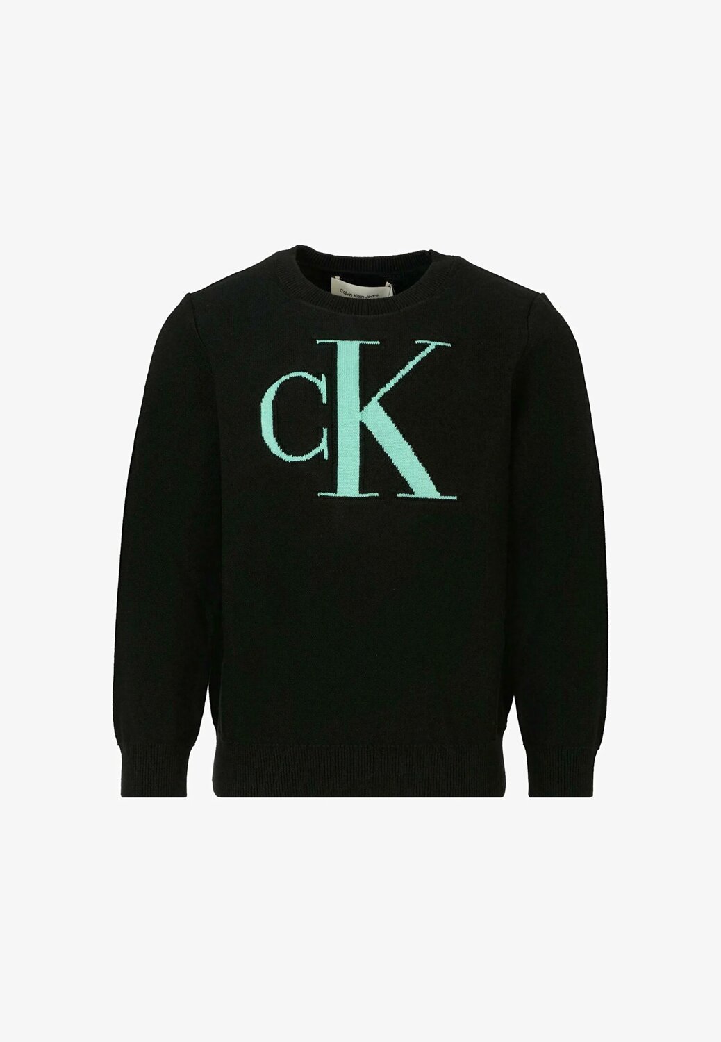 Calvin Klein Maglione Nero Bambino In Cotone Girocollo Sportivo AI25