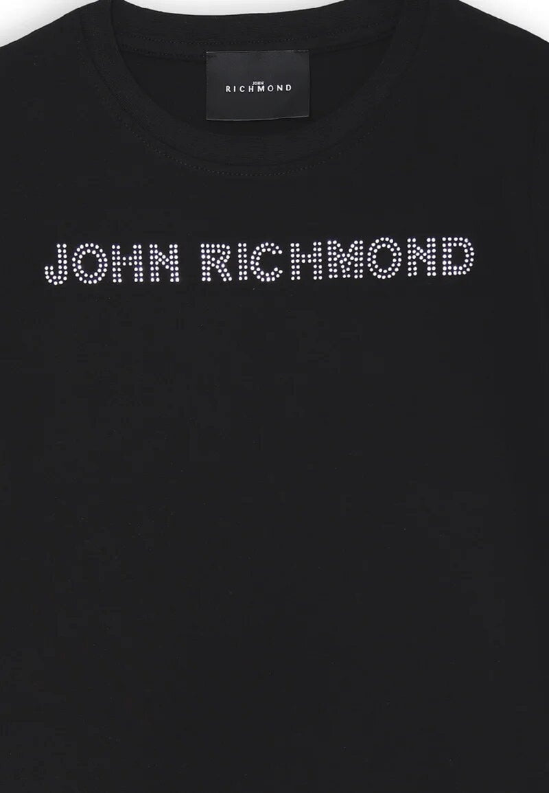 John Richmond t-shirt nera bambina con logo strass - NERO | CammarataMode
