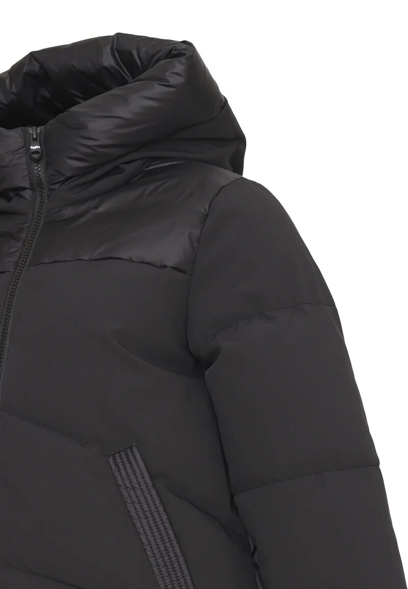 Refrigiwear Giubbotto Nero Bambina In Nylon Con Cappuccio Elegante AI25