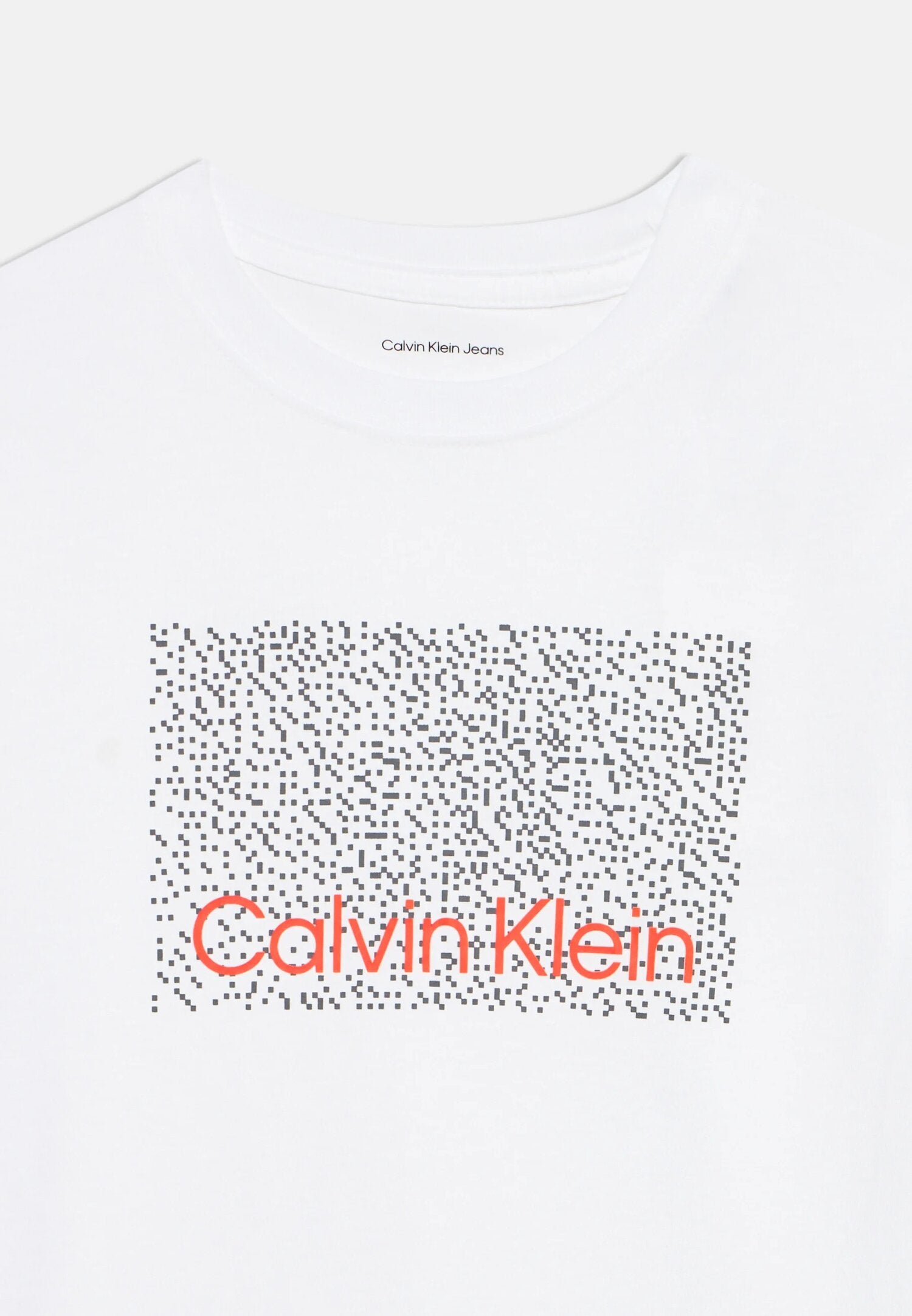 Calvin Klein Tshirt Bianca Con Logo Pixel Bambino LVCKSJA04BYAF_