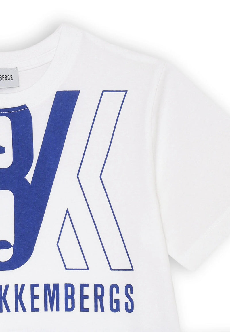 Bikkembergs set bambino t-shirt bianca stampa BK e shorts royal blue sportivi - ROYAL | CammarataMode