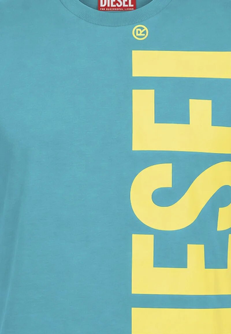 Diesel Tshirt Verde Acqua Con Logo Verticale Bambino MTOMS