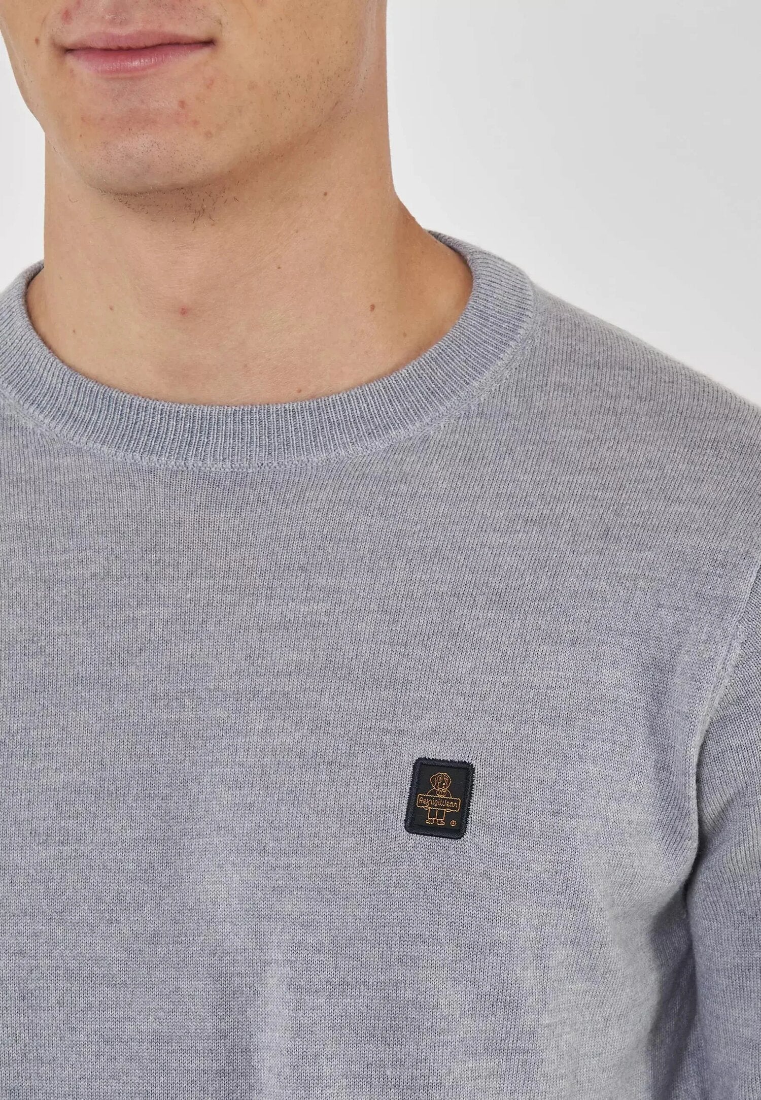 Refrigiwear Maglione Grigio Uomo Girocollo In Lana Passeggio AI25