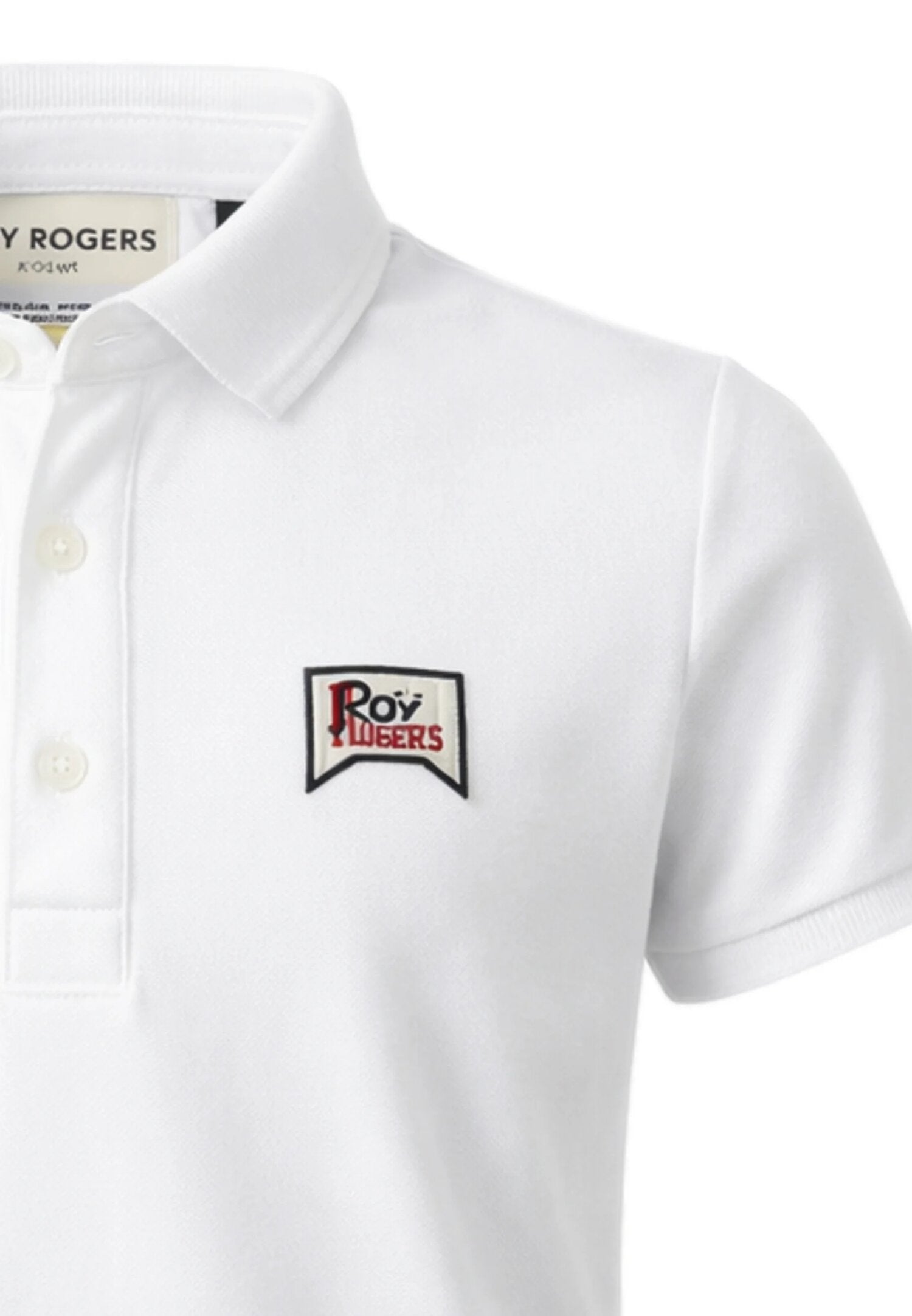 Roy Roger's Polo Bianca Logo Sul Davanti Roy Neonato RG121_