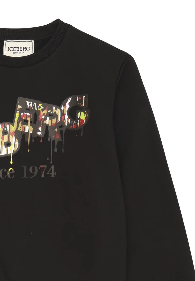 Iceberg Felpa Nero Bambino In Cotone Girocollo | Stile Sportivo AI25 | CammarataMode