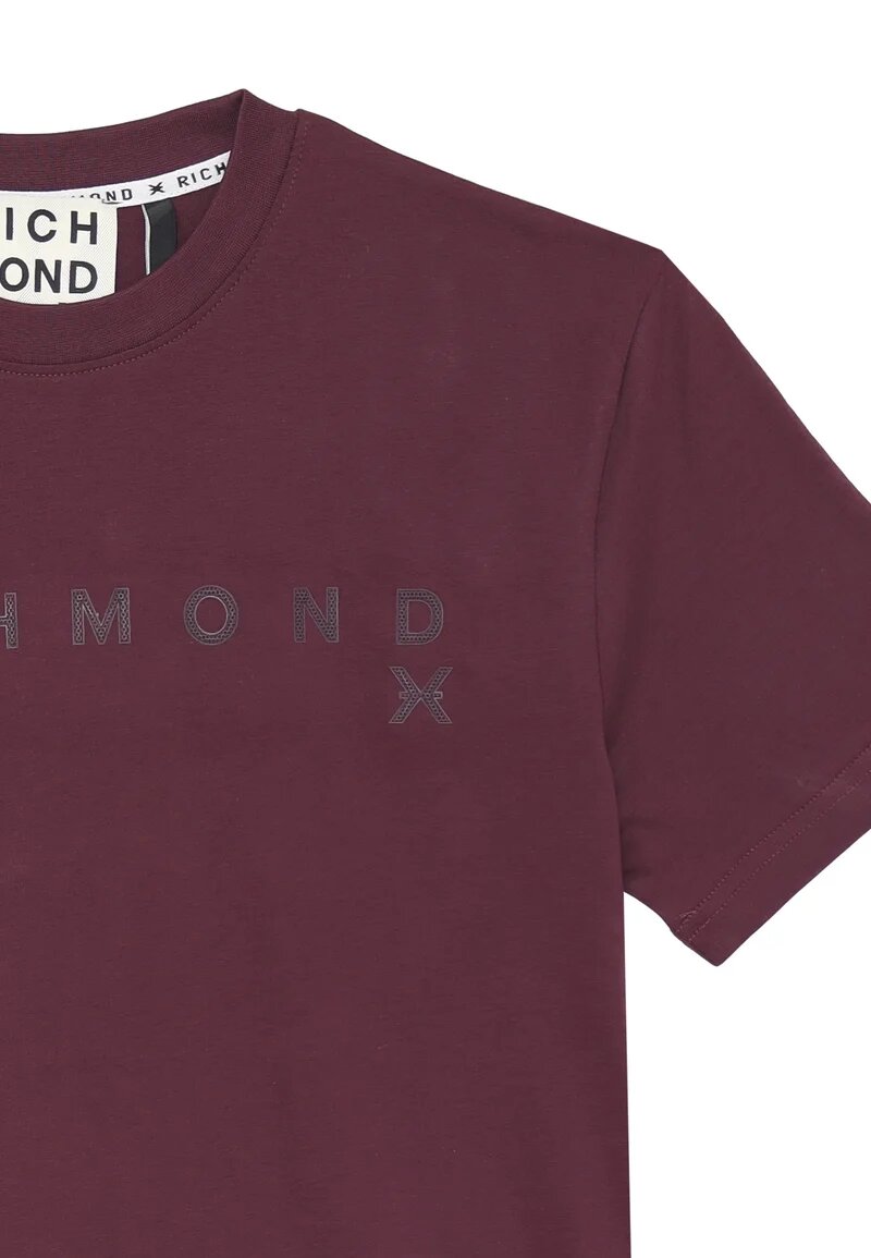 John Richmond t Shirt Bordeaux Uomo Basic In Jersey Maniche Corte Quotidiano