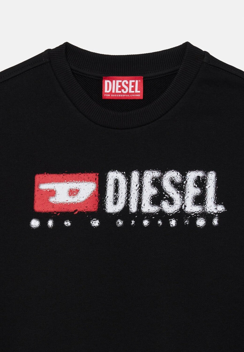 Diesel felpa bambino ragazzo nera girocollo cotone logo stampato - NERO | CammarataMode