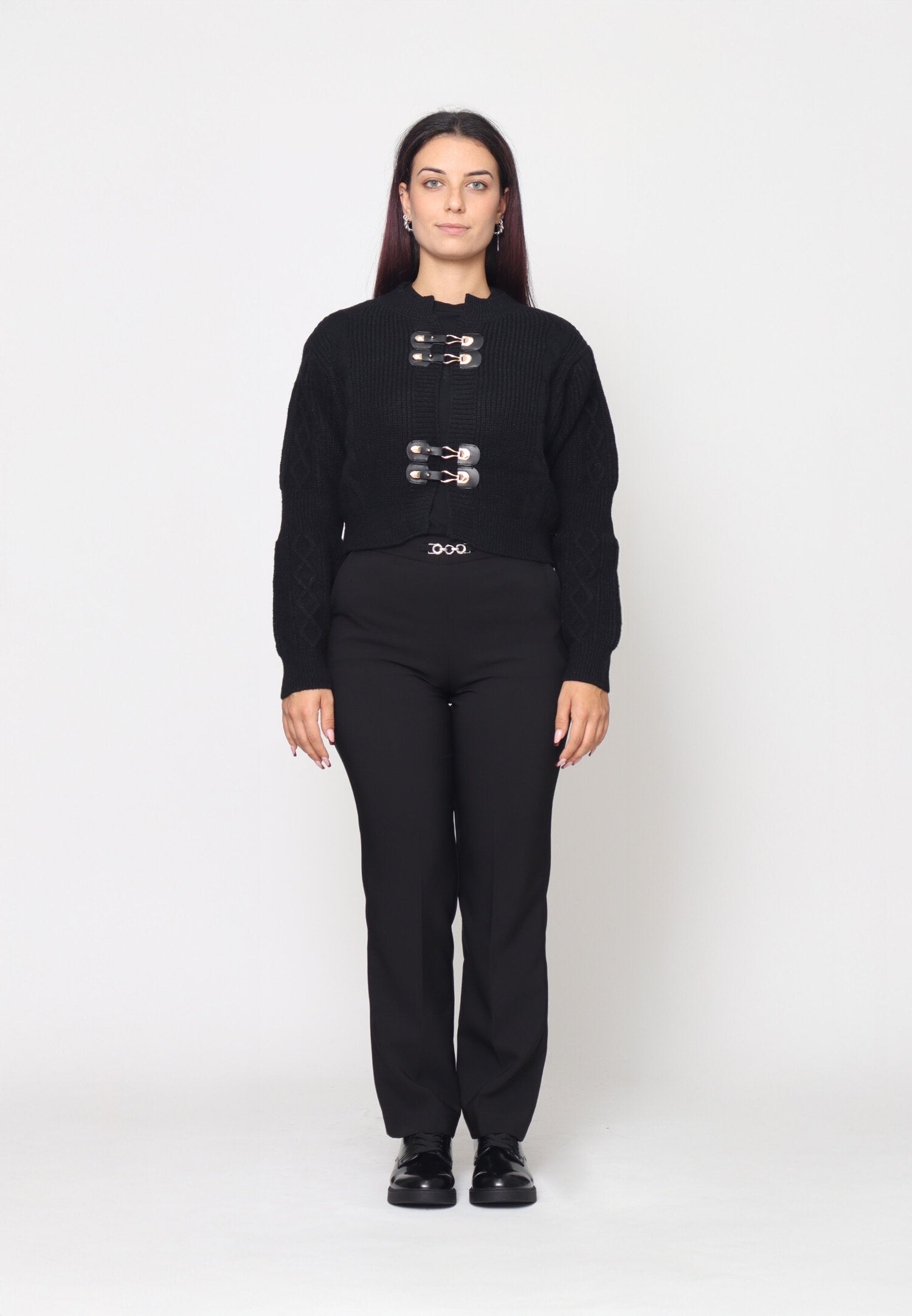 Monte Cervino Maglione Nero Donna In Lana Girocollo Elegante AI25