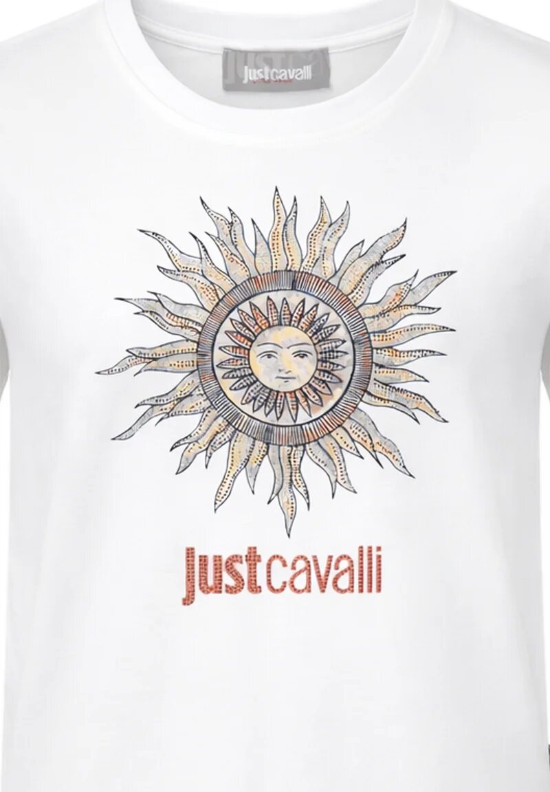 Just Cavalli Tshirt Bianca Sole Strass Bambina Maniche Corte - JGP26076TS_