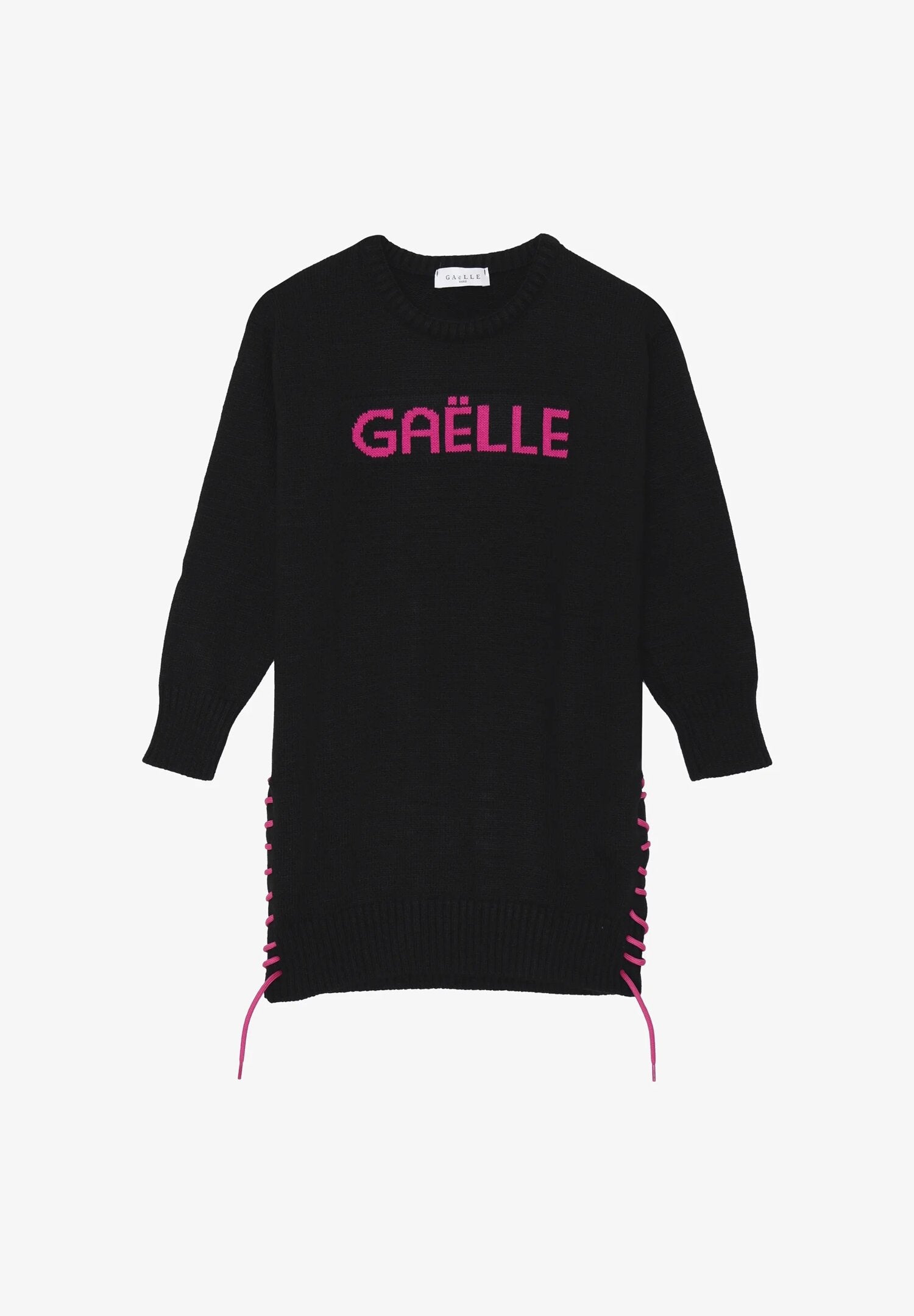 Gaelle Paris Vestito Nero Bambina In Lana Girocollo Elegante AI25