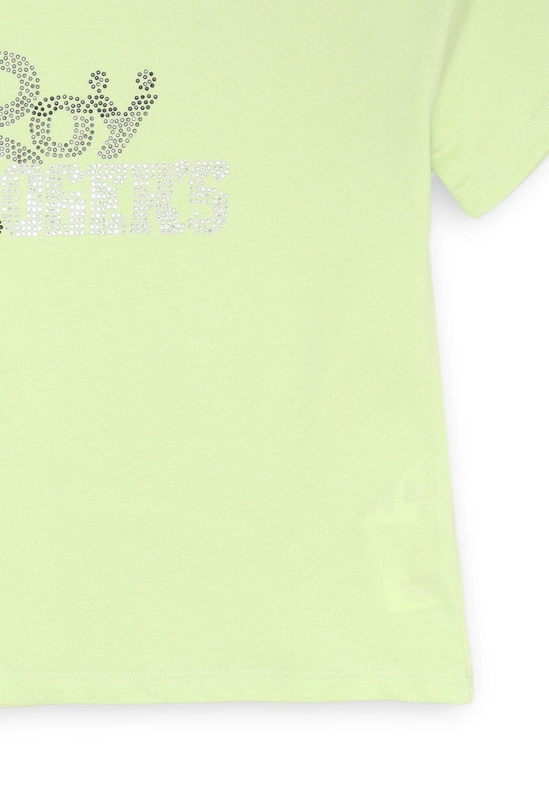Roy Rogers - T-shirt verde lime bambina con logo strass - Primavera Estate - VLIME | CammarataMode