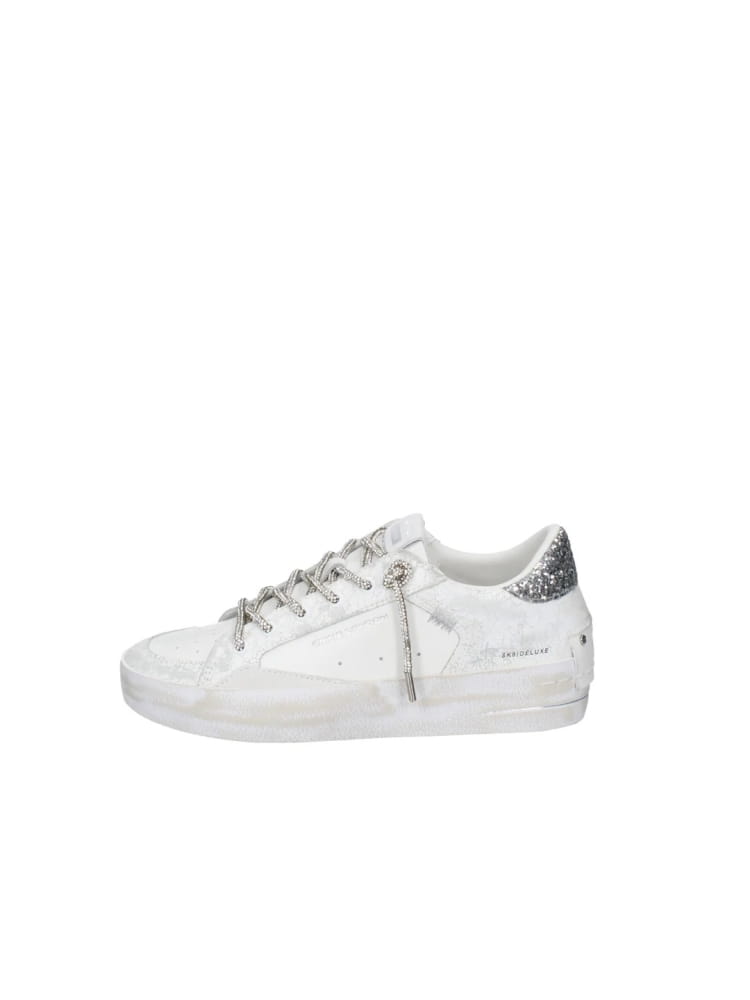 Crime London scarpe bianche donna logo sul lato