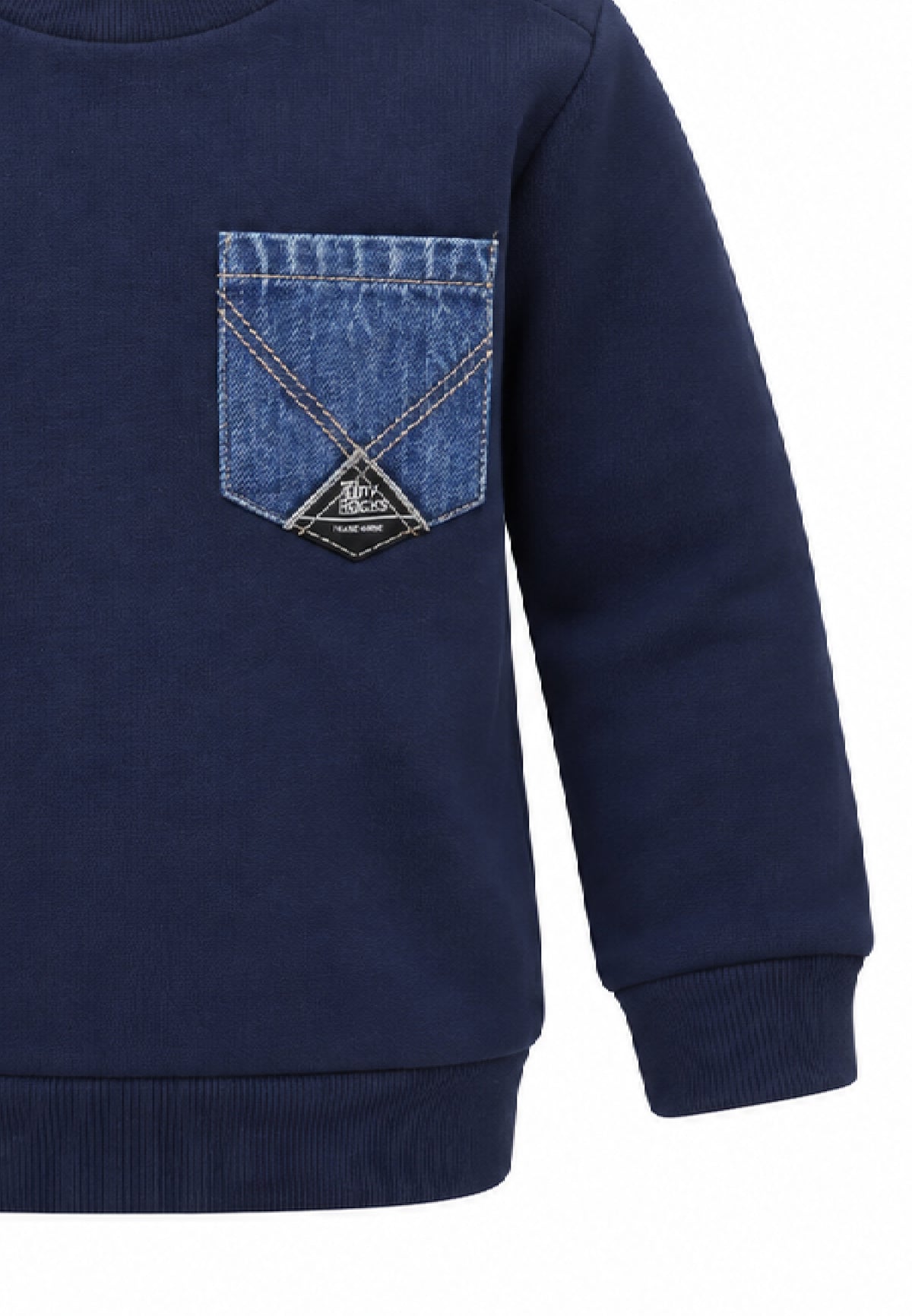 Roy Roger's FELPA BLU CON TASCHINO IN DENIM Bambini e ragazzi RH066/00.BLU_