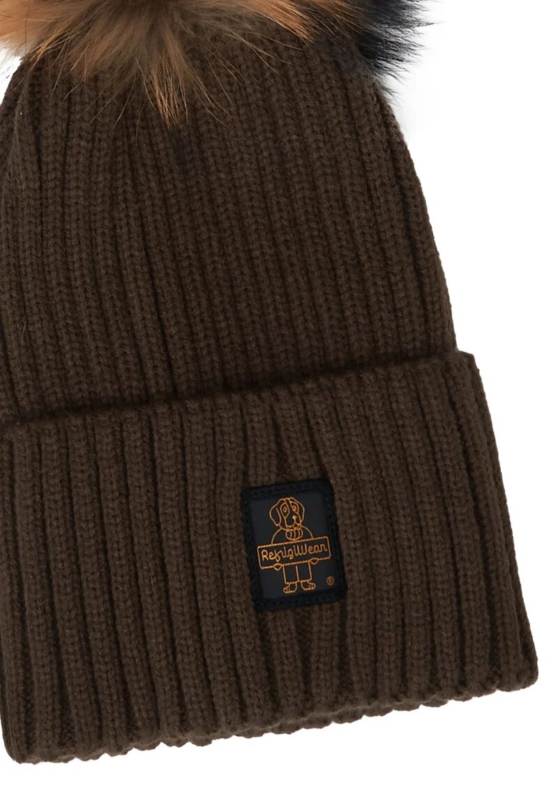 Refrigiwear Cappello Marrone Donna Ponpon In Lana Cuffia Elegante AI25