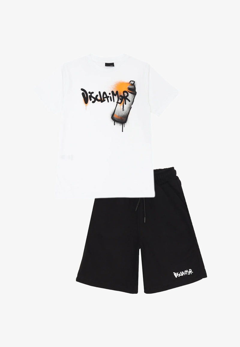 Disclaimer Off White Black Kids Sports Set 8-16 Years Street Print - WHITE | CammarataMode
