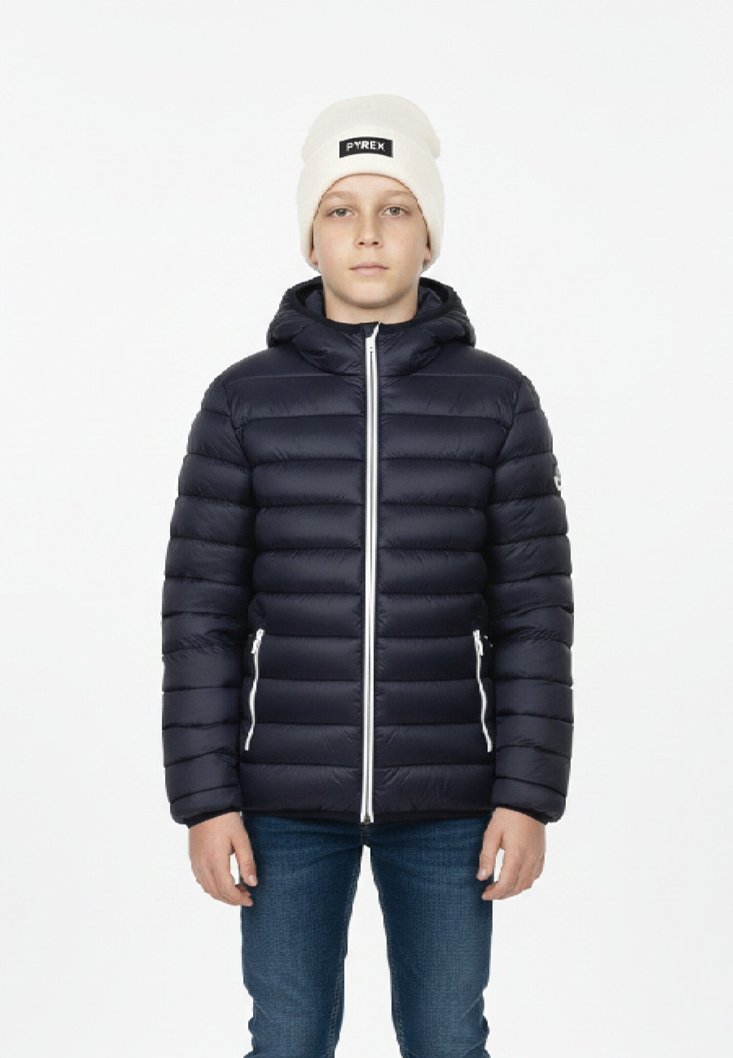 Refrigue Giubbotto Blu Bambino In Nylon Con Cappuccio Scuola AI25