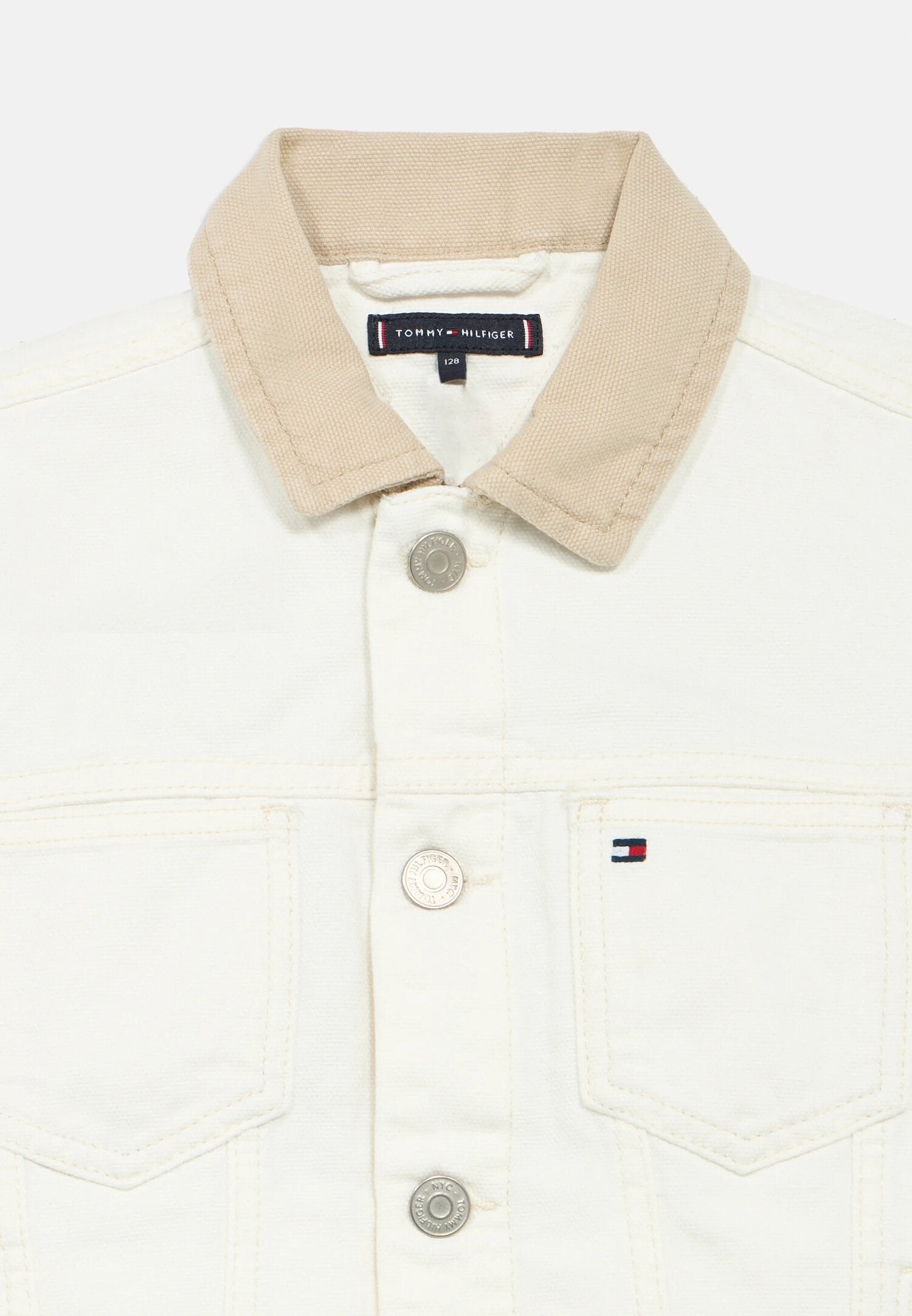 Tommy Hilfiger Giubbotto Panna Ragazzo Con Bottoni Sportivo In Cotone KB0KB10