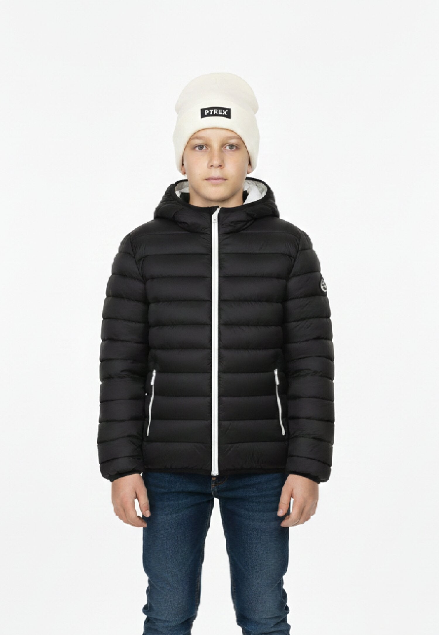 Refrigue Giubotto Nero Bambino In Nylon Con Cappuccio Quotidiano AI25