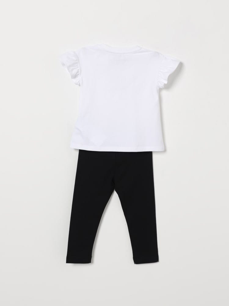 Moschino set t-shirt e leggings infant bianco e nero con logo teddy Bambina