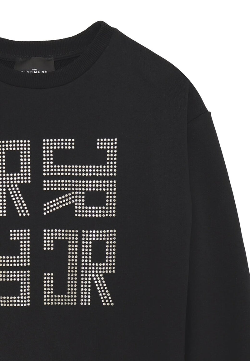 John Richmond felpa bambina nera 10-16 anni cotone stampa glitter - NERO | CammarataMode