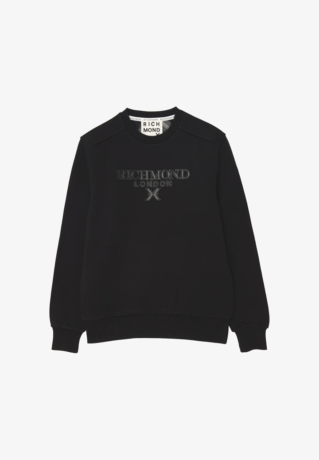 John Richmond felpa uomo girocollo nera cotone logo minimal | CammarataMode