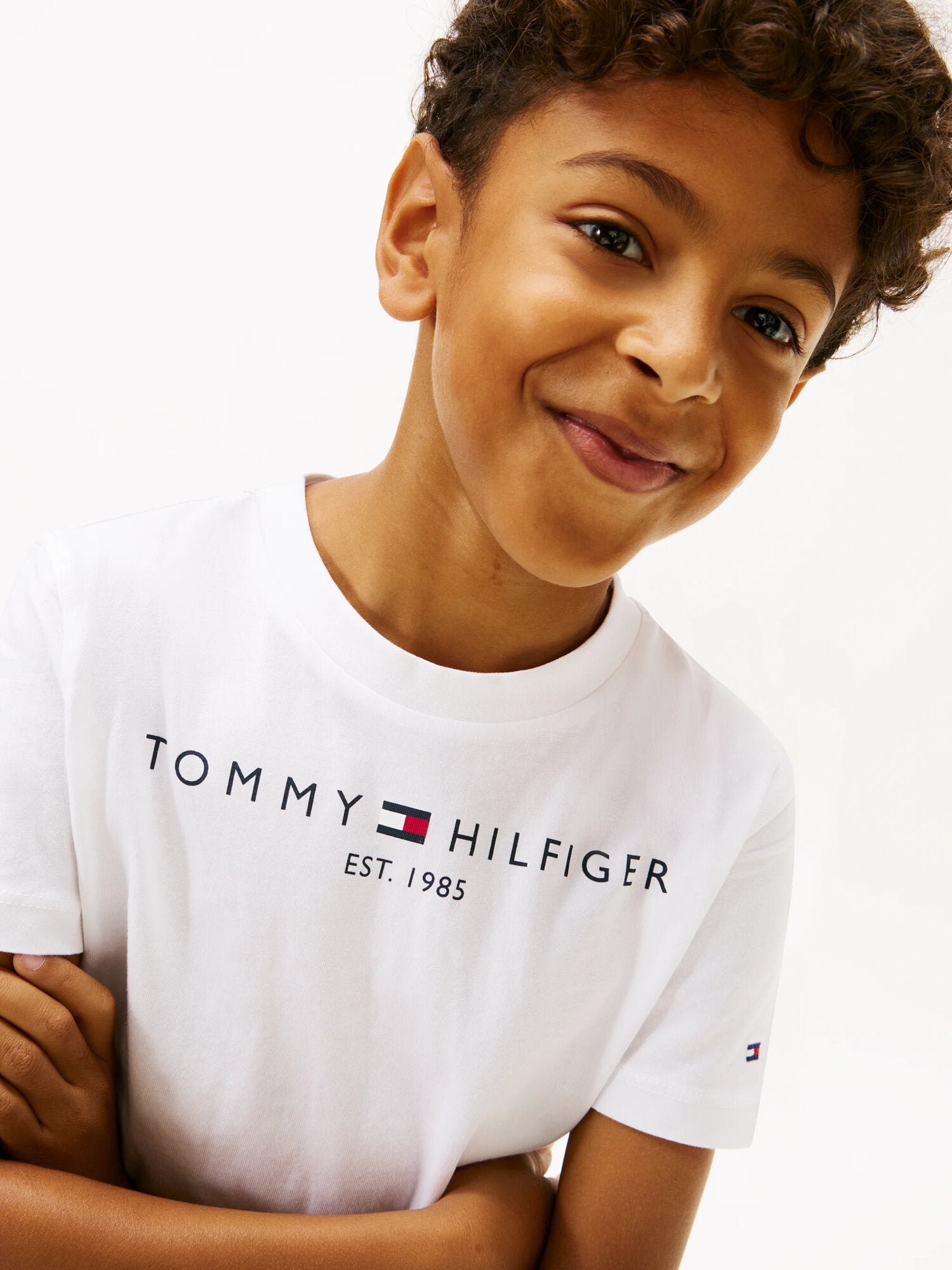 Tommy Hilfiger Tshirt Bianca Ragazzo In Jersey Maniche Corte Quotidiano PE26