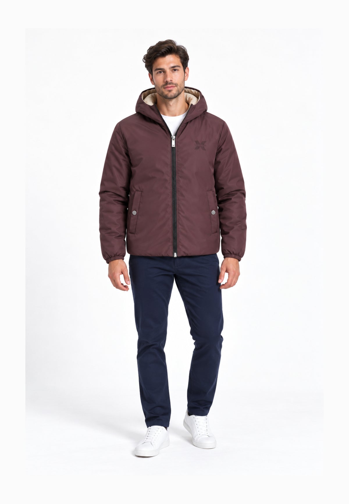 John Richmond GIUBBOTTO MARRONE DOUBLE FACE CON CAPPUCCIO Uomo UMA26176GB.MARRO_
