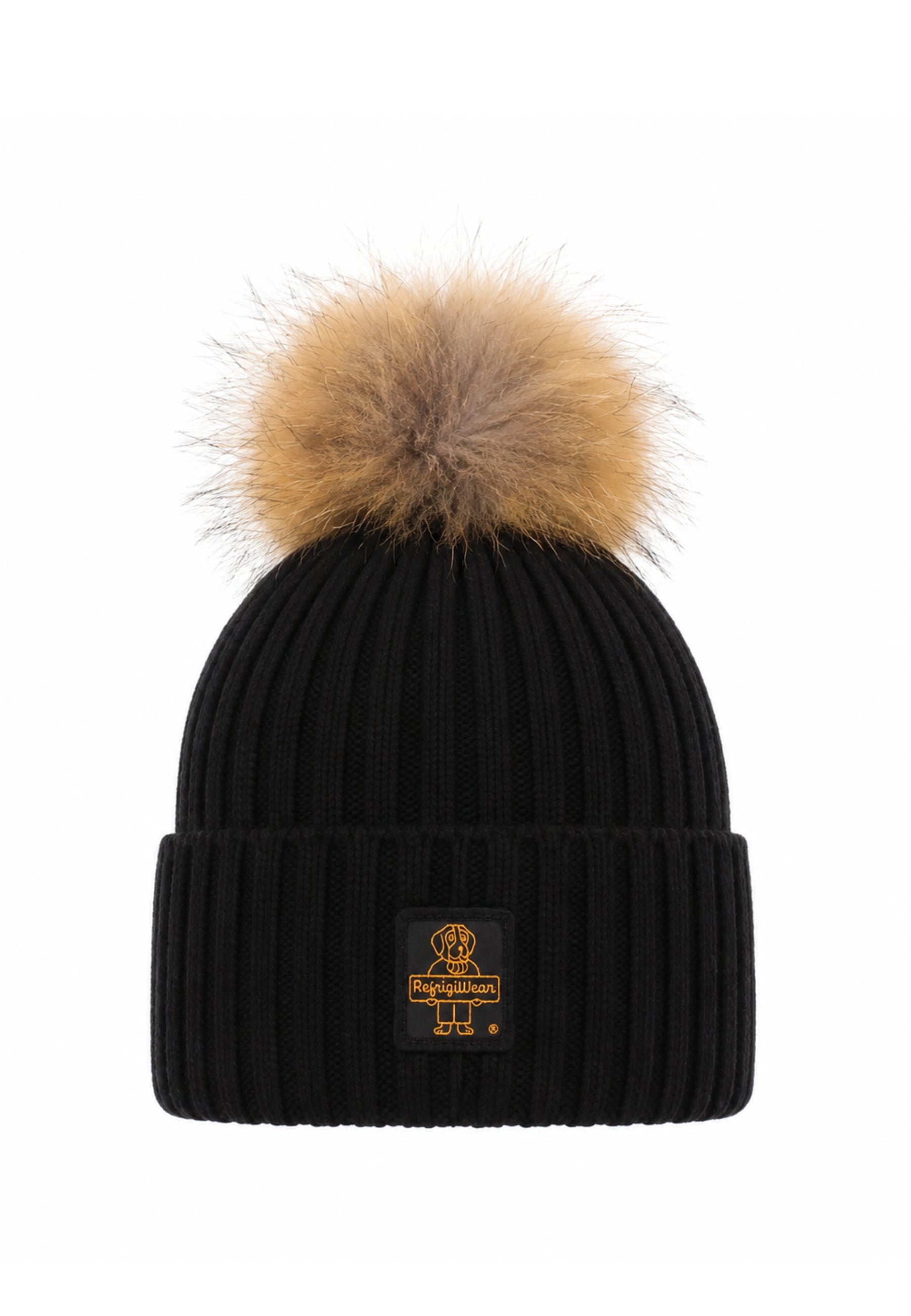 REFRIGIWEAR CAPPELLO nero IN LANA CON POMPOM E LOGO Donna snowflake hat.ne_