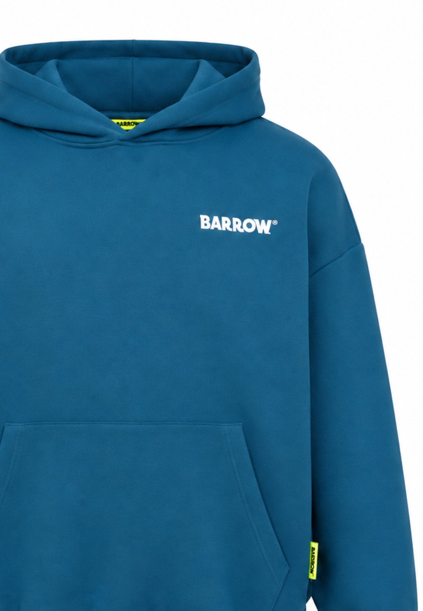BARROW FELPA PETROLIO CON CAPPUCCIO con mini scritta davanti e maxi scritta dietro Bambini e ragazzi F6BKJUHS015.PETRO_