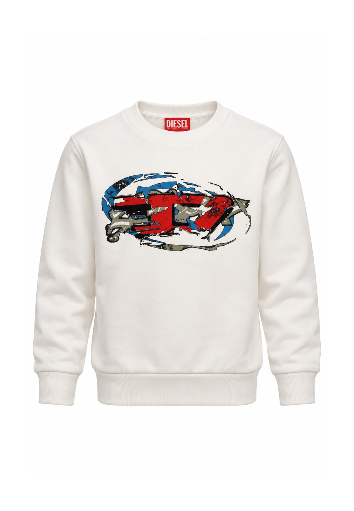 Diesel FELPA BIANCA GIROCOLLO CON LOGO GRAFFITI Bambini e ragazzi SCRAPOVER.BIA_