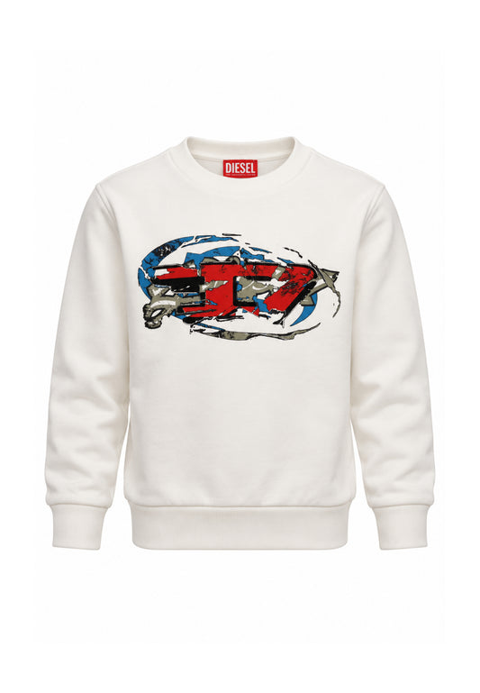 Diesel FELPA BIANCA GIROCOLLO CON LOGO GRAFFITI Bambini e ragazzi SCRAPOVER.BIA_