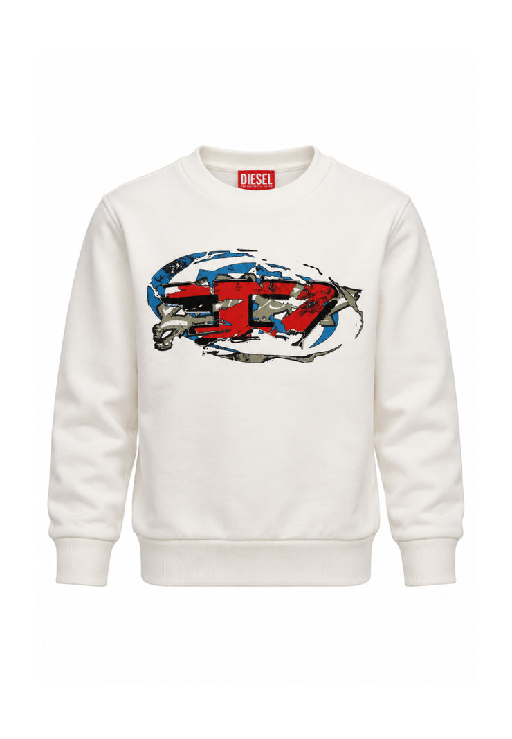 Diesel FELPA BIANCA GIROCOLLO CON LOGO GRAFFITI Bambini e ragazzi SCRAPOVER.BIA_