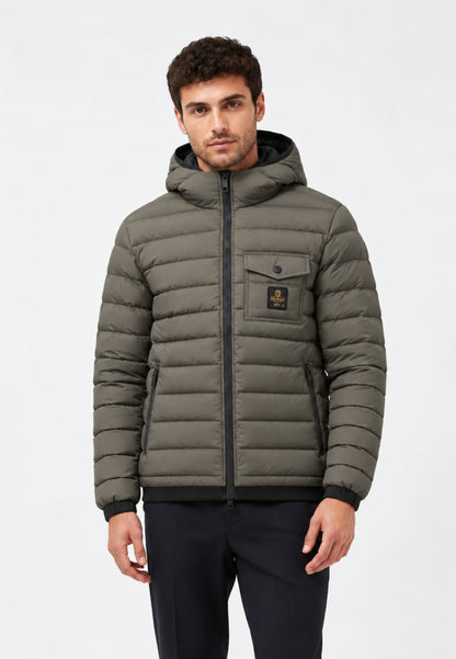 REFRIGIWEAR GIUBBOTTO VERDE TRAPUNTATO CON CAPPUCCIO Uomo JOSH JACKET.VERDE_