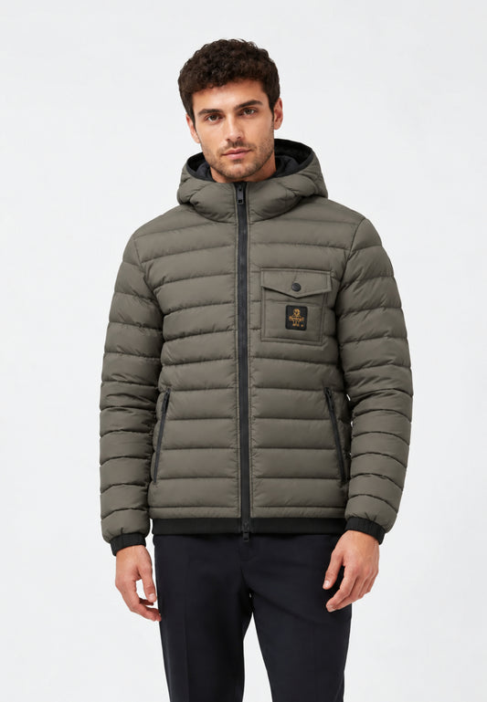 REFRIGIWEAR GIUBBOTTO VERDE TRAPUNTATO CON CAPPUCCIO Uomo JOSH JACKET.VERDE_