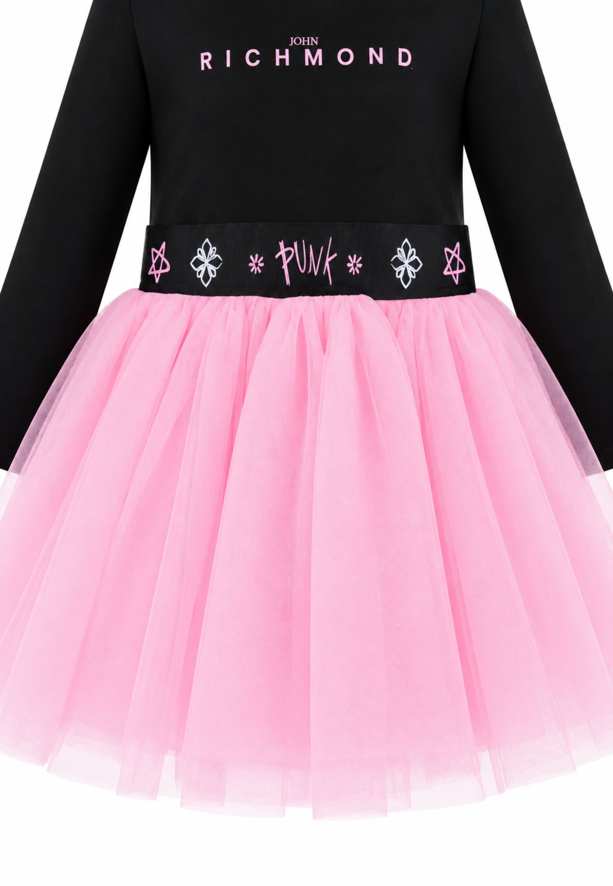 John Richmond VESTITO NERO CON GONNA IN TULLE ROSA Bambine e ragazze RIA26097VE.NE_
