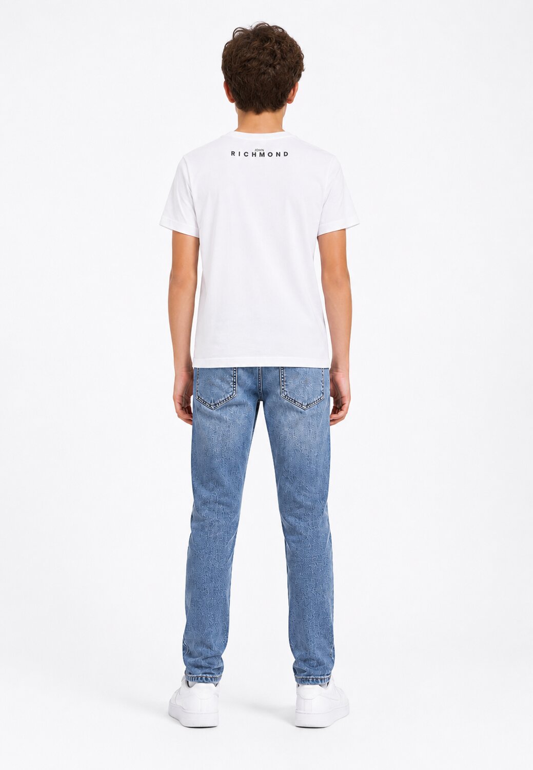 John Richmond Tshirt Bianca con Logo Centrale Nero Bambino RBP26008TS_