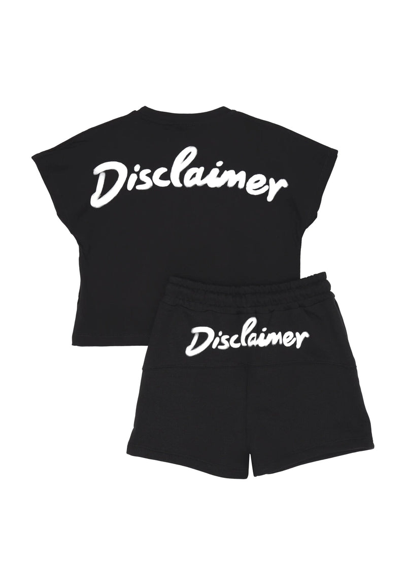 Disclaimer Completo Bambina Nero 8-16 Anni Total Black Cotone Stile Minimal - NERO | CammarataMode