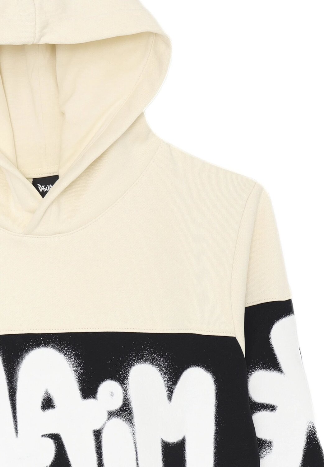 Disclaimer felpa con cappuccio bambino panna banda nera cotone inverno logo