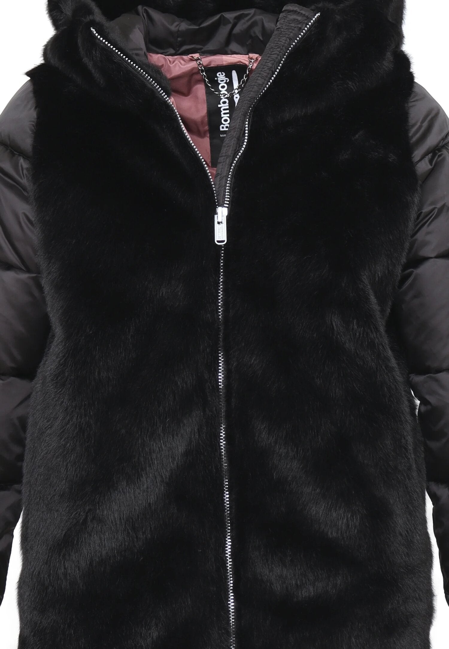 Bomboogie Giubotto Nero Bambina In Nylon Con Pelliccia | Uso Elegante AI25 | CammarataMode