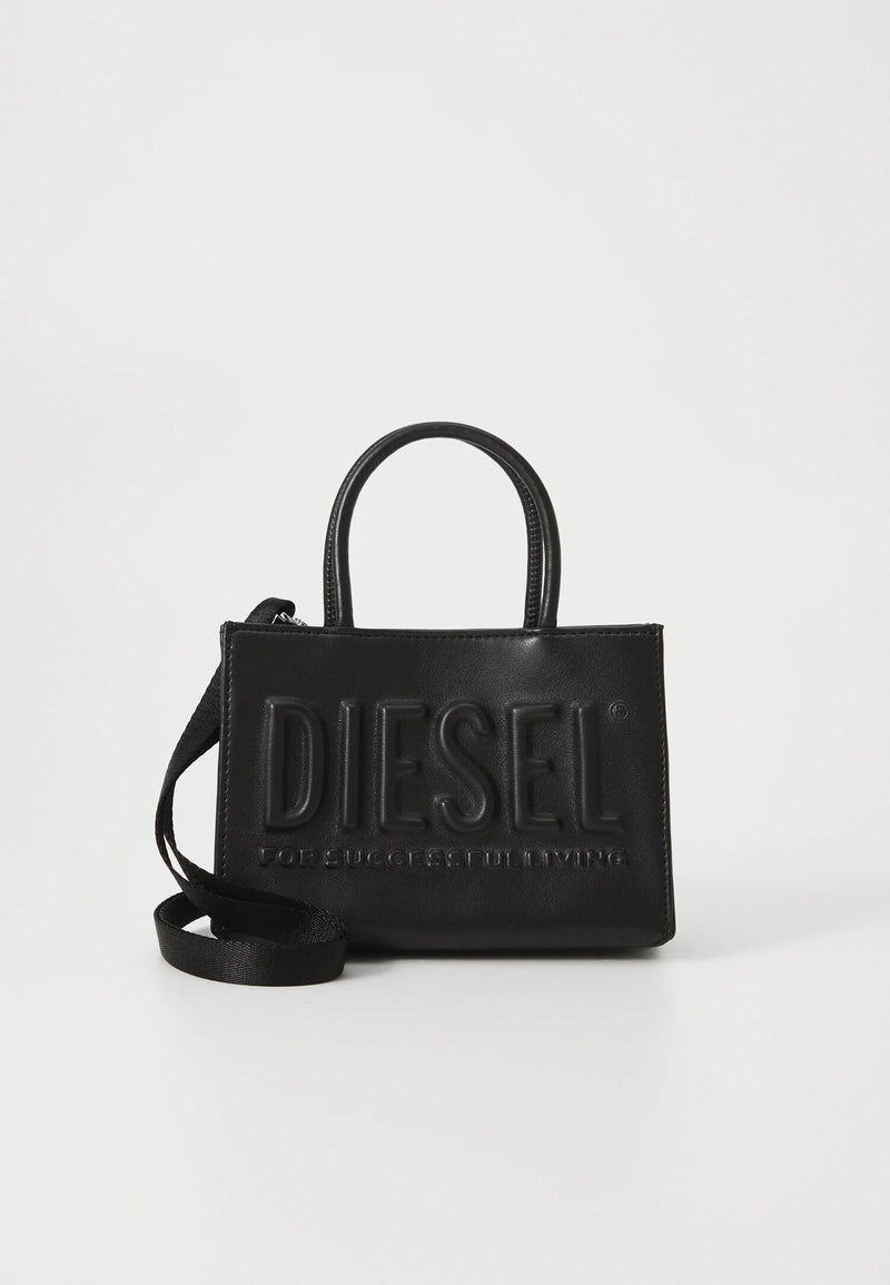 Diesel borsa donna a mano nera con tracolla rimovibile logo in rilievo - NERO | CammarataMode