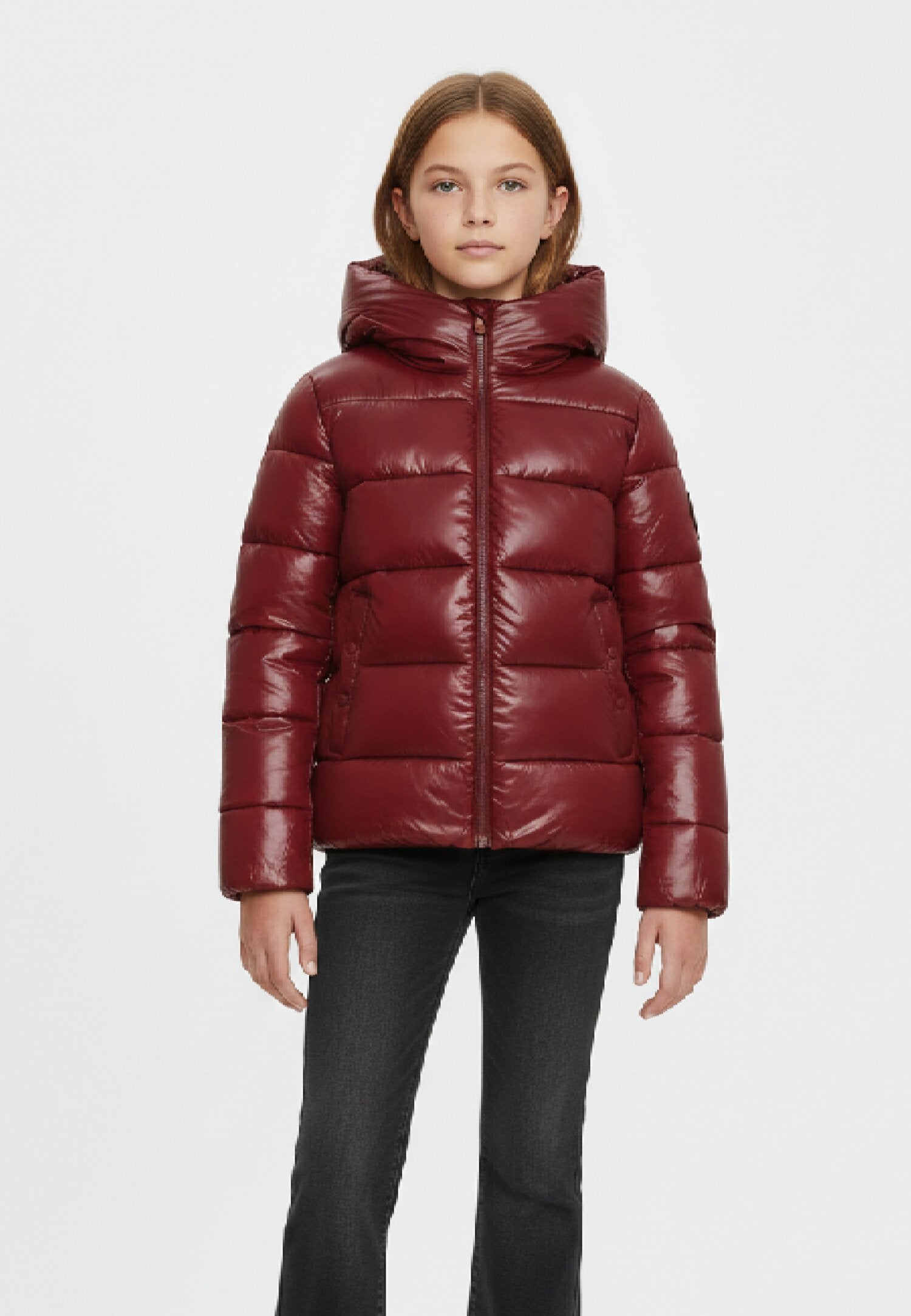 Save The Duck Giubbotto Bambina Bordeaux In Nylon Con Cappuccio Sportivo AI25