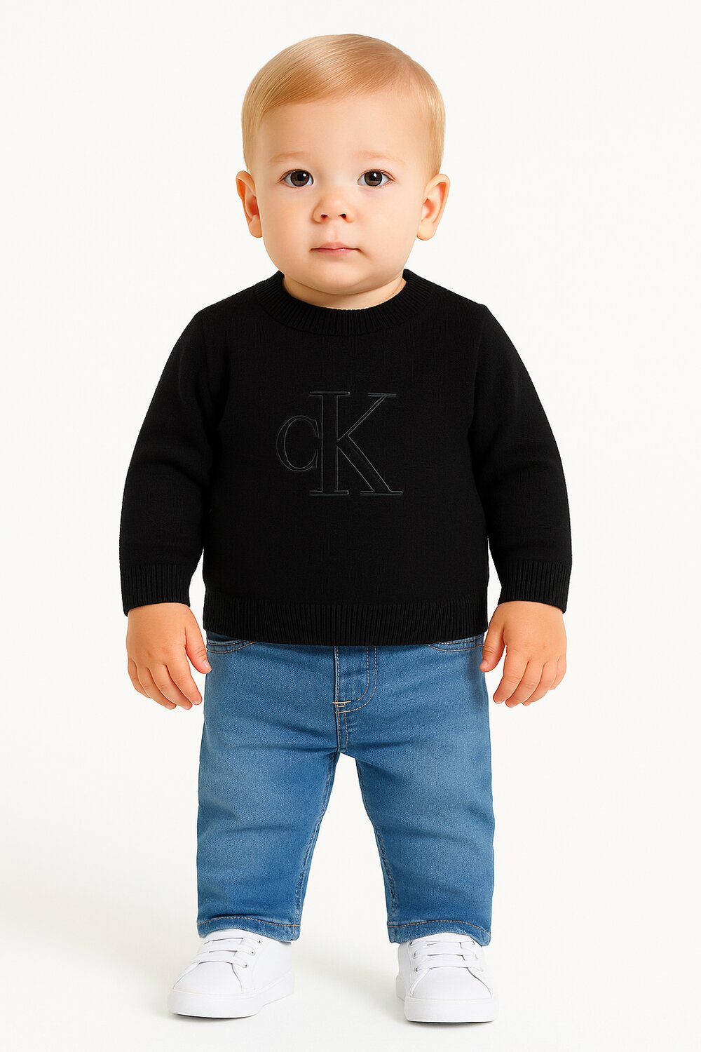 Calvin Klein Jeans Maglione Neonato Nero Cotone – Logo Monogram