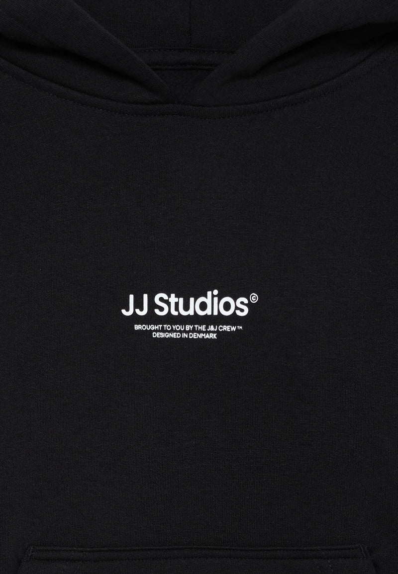 Jack & Jones felpa nera con cappuccio bambino e ragazzo JJ Studios - NERO | CammarataMode