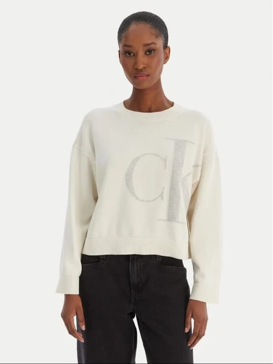 Calvin Klein maglia panna donna con logo