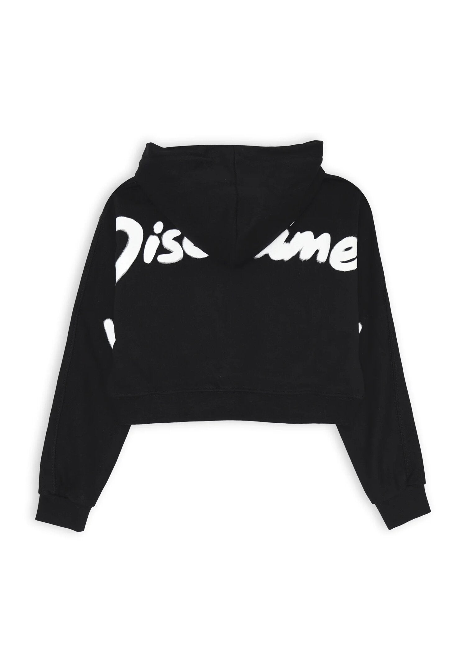 Completo bambina Disclaimer nero felpa crop e leggings primavera estate 25