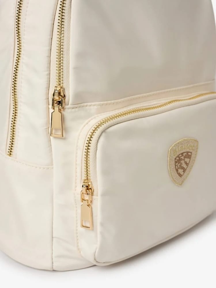Blauer zaino freya01 in nylon bianco con logo strass Misure: 34 x 28 x 14 cm