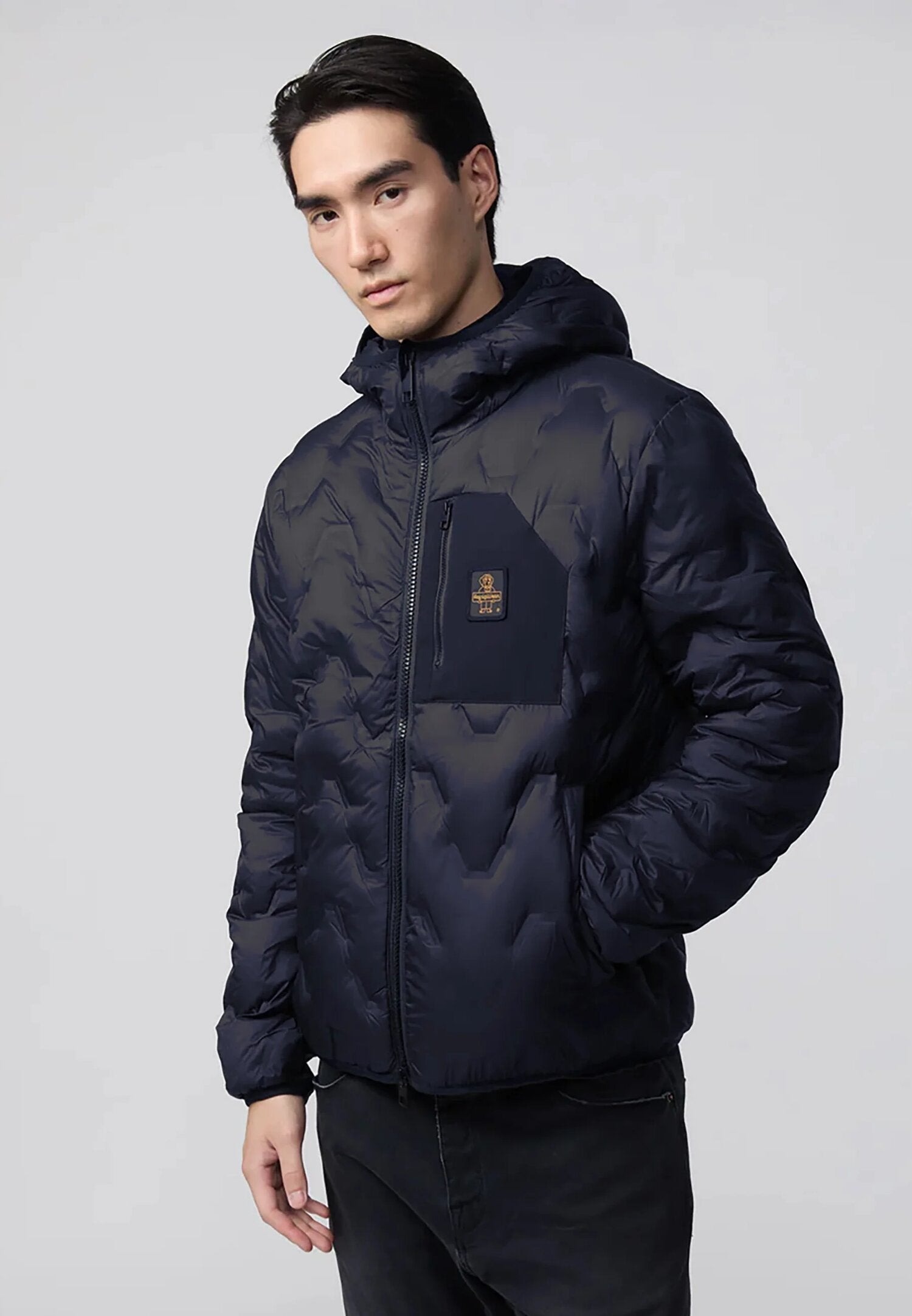 Refrigiwear Giubotto Blu Uomo In Nylon Con Cappuccio Sportivo AI25